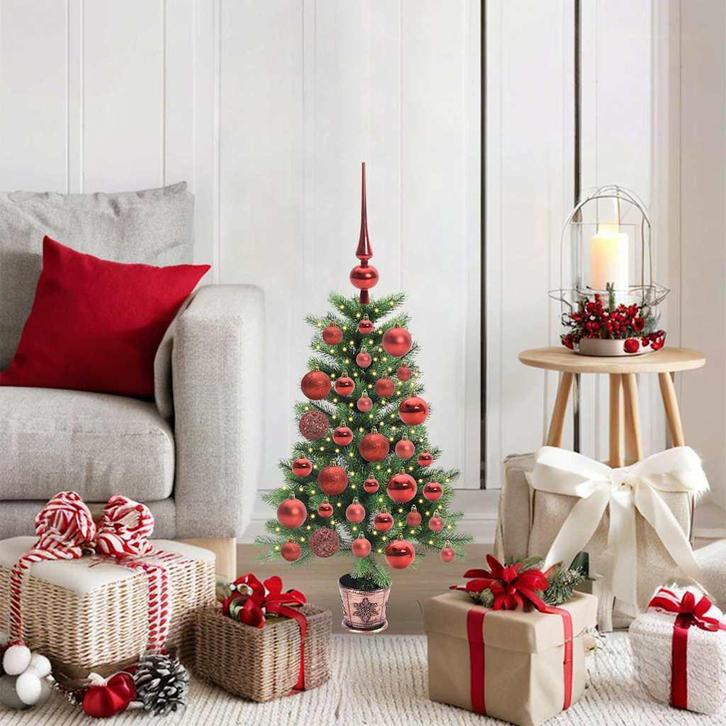 vidaXL Kerstboom met 150 LED met standaard Groen 90 cm PE, Diversen, Kerst, Nieuw, Verzenden