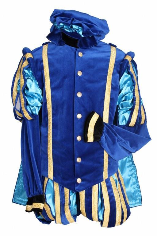 Piet Fluweel Met Cape Malaga Blauw-Turq - L, Diversen, Sinterklaas, Verzenden
