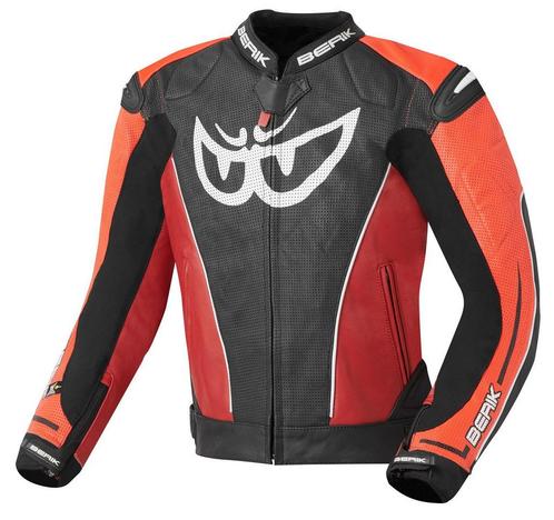 Berik Street Zwart Rood Leren Motorjas, Motoren, Kleding | Motorkleding, Heren, Nieuw met kaartje, Jas | textiel, Verzenden