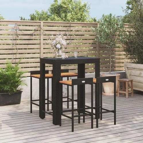 vidaXL 5-delige Tuinbarset poly rattan en massief acaciahout, Tuin en Terras, Tuinsets en Loungesets, Nieuw, 4 zitplaatsen, Rotan