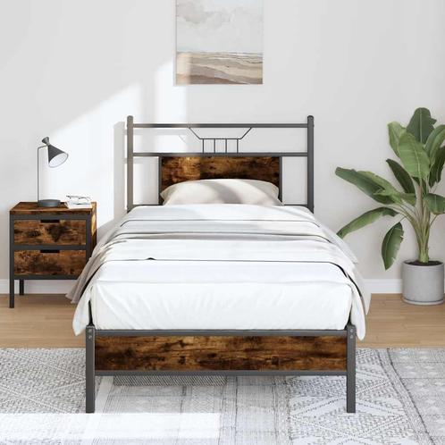 vidaXL Bedframe zonder matras hout gerookt eikenkleurig, Huis en Inrichting, Slaapkamer | Bedden, 90 cm, 200 cm, Bruin, Eenpersoons