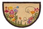 Kokos deurmat bloemen half rond  40x60 cm, Verzenden, Nieuw