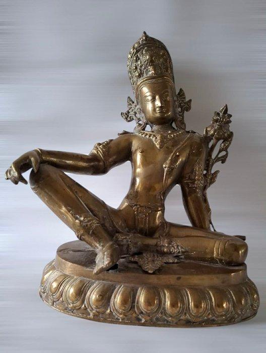 Authentiek Nepalees bronzen Indra beeld - 29cm groot - Nepal, Antiek en Kunst, Kunst | Niet-Westerse kunst