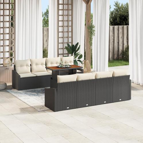 vidaXL 7-delige Tuinbankenset met kussens poly rattan zwart, Tuin en Terras, Tuinsets en Loungesets, Nieuw, Rotan, Verzenden