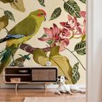 Profhome 382441-GU Fotobehang vogel patroon mat groen beige, Huis en Inrichting, Stoffering | Behang, Verzenden