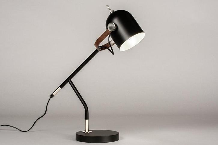 Rietveld Tafellampen - Zwart - Metaal, Leer/Leder, Huis en Inrichting, Lampen | Tafellampen, Verzenden