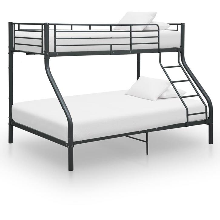 vidaXL Stapelbedframe metaal zwart 140x200 cm/90x200 cm, Huis en Inrichting, Slaapkamer | Bedden, 90 cm, 200 cm, Zwart, Eenpersoons