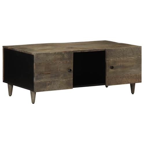 vidaXL Salontafel 100x54x40 cm massief mangohout lichtgrijs, Huis en Inrichting, Tafels | Salontafels, 100 tot 150 cm, Nieuw, Overige houtsoorten