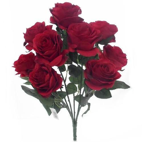 Rozen bundel bush 45cm. 9 knoppen Rood flowerwall, Huis en Inrichting, Woonaccessoires | Kunstplanten en Kunstbloemen, Nieuw, Ophalen of Verzenden