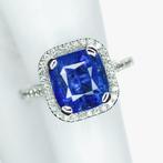 Ring Platina -  5.23ct. tw. Saffier - Diamant - SriLanka, Sieraden, Tassen en Uiterlijk, Ringen, Nieuw