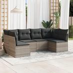 vidaXL 6-delige Loungeset met kussens poly rattan lichtgrijs, Verzenden, Nieuw, Rotan, Loungeset