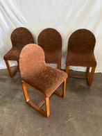 Stoel - Eik, Textiel - Set van vier vintage stoelen