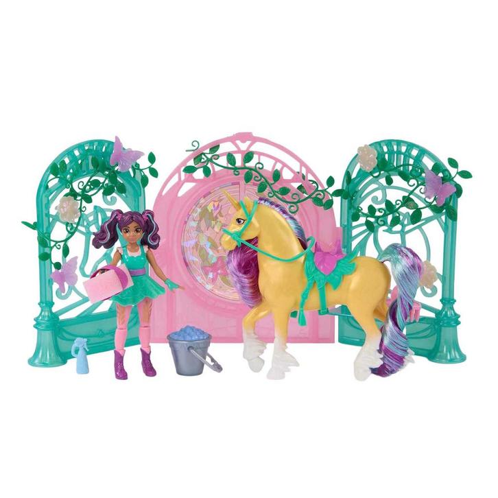Unicorn Academy - Pop Ava en Eenhoorn Leaf Stalspeelset, Kinderen en Baby's, Speelgoed | Actiefiguren, Ophalen of Verzenden