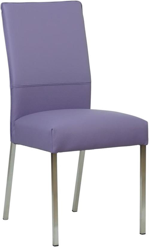 Lichtpaarse leren moderne eetkamerstoel - poot vierkant rvs, Huis en Inrichting, Stoelen, Eén, Overige kleuren, Nieuw, Leer, Ophalen of Verzenden