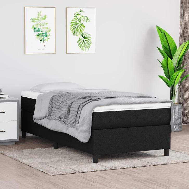 vidaXL Boxspring bed 90x200 cm stof zwart, Huis en Inrichting, Slaapkamer | Bedden, 90 cm, 200 cm, Zwart, Eenpersoons, Nieuw, Stof