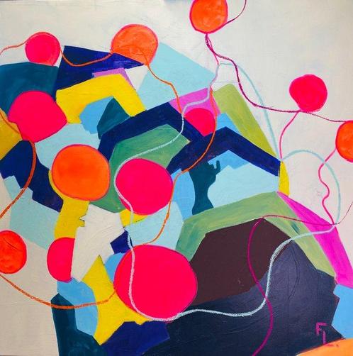 Francoise Leblanc - CHAINE HUMAINE, Antiek en Kunst, Kunst | Schilderijen | Modern