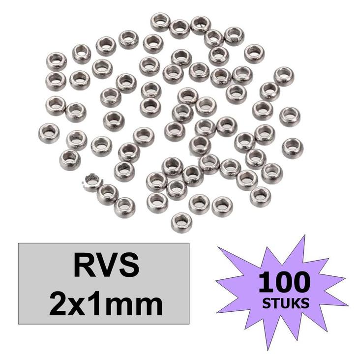 Fako Bijoux - Knijpkralen - Crimp Beads - RVS - Stainless, Hobby en Vrije tijd, Kralen en Sieraden maken, Verzenden