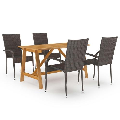 vidaXL 5-delige Tuinset bruin, Tuin en Terras, Tuinsets en Loungesets, Tuinset, Nieuw, 4 zitplaatsen, Rotan, Verzenden