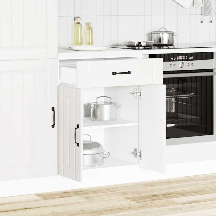 vidaXL Onderkast Lucca bewerkt hout wit, Huis en Inrichting, Keuken | Keukenelementen, Wit, Nieuw, Verzenden