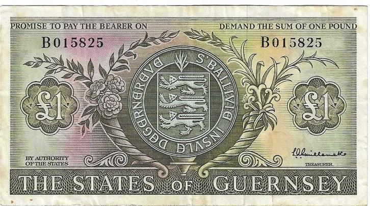 Guernsey 1 pound 1969-1975 P#45a, Postzegels en Munten, Bankbiljetten | Europa | Niet-Eurobiljetten, Verzenden