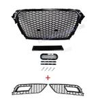 RS4 Look Front Grill Black Edition + Mistlamp Roosters voor, Auto diversen, Tuning en Styling, Ophalen of Verzenden