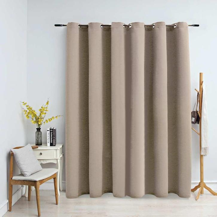 vidaXL Gordijn verduisterend met metalen ringen 290x245 cm, Huis en Inrichting, Stoffering | Gordijnen en Lamellen, Beige, Nieuw
