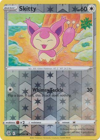 Skitty 210/264 reverse holo (Fusion Strike), Hobby en Vrije tijd, Verzamelkaartspellen | Pokémon, Losse kaart, Nieuw, Foil, Ophalen of Verzenden
