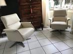 leren relaxfauteuils - wit leer - Echt leer, Modern, ontdek, Huis en Inrichting, Fauteuils, Nieuw, Ophalen of Verzenden, 50 tot 75 cm