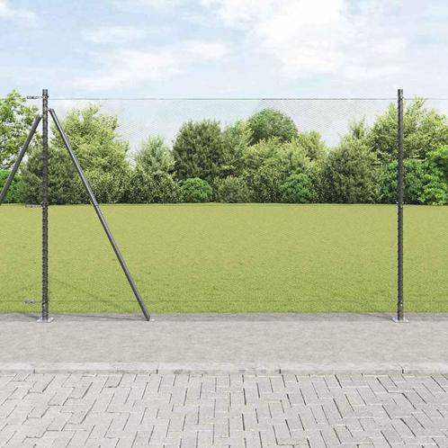vidaXL Hecke met palen Grijs 1.6 x 25 m PVC-gecoat staal, Tuin en Terras, Schuttingen, Nieuw, IJzer, Verzenden