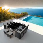 Wicker zitgroep Malaga 6+4+1 met beschermhoes - zwart / grij, Verzenden, Nieuw