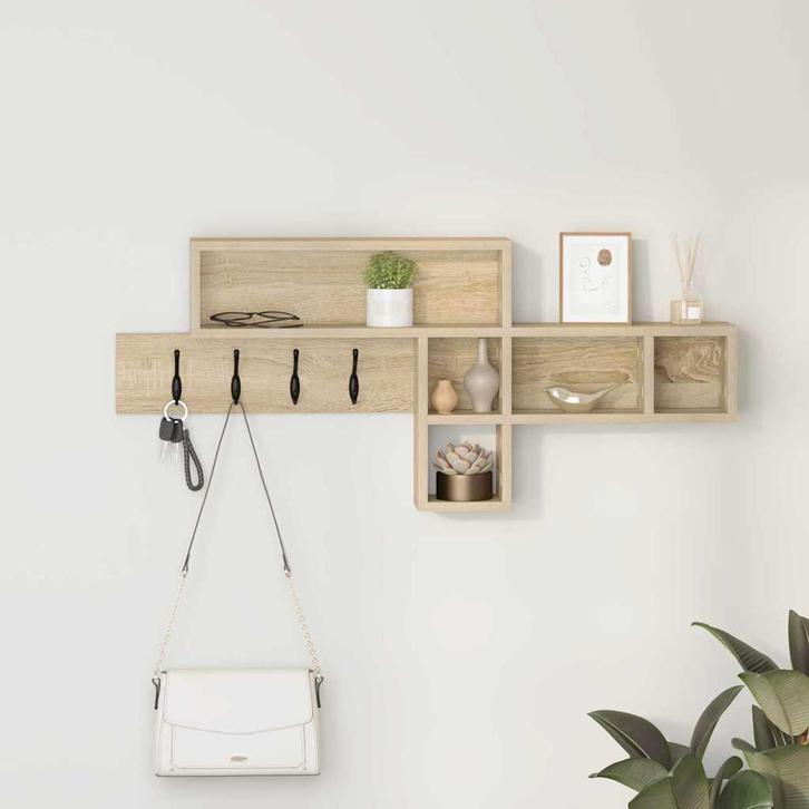 vidaXL Wandgemonteerde kapstok Sonoma eiken 100 x 12 x 43.5, Huis en Inrichting, Woonaccessoires | Wandplanken en Boekenplanken