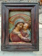 Religieuze lijst - Maagd met kind - 20 x 30 cm -, Antiek en Kunst