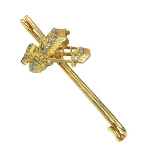 Broche - 18 karaat Geel goud - Diamant Belle Époque 1908, Sieraden, Tassen en Uiterlijk, Antieke sieraden