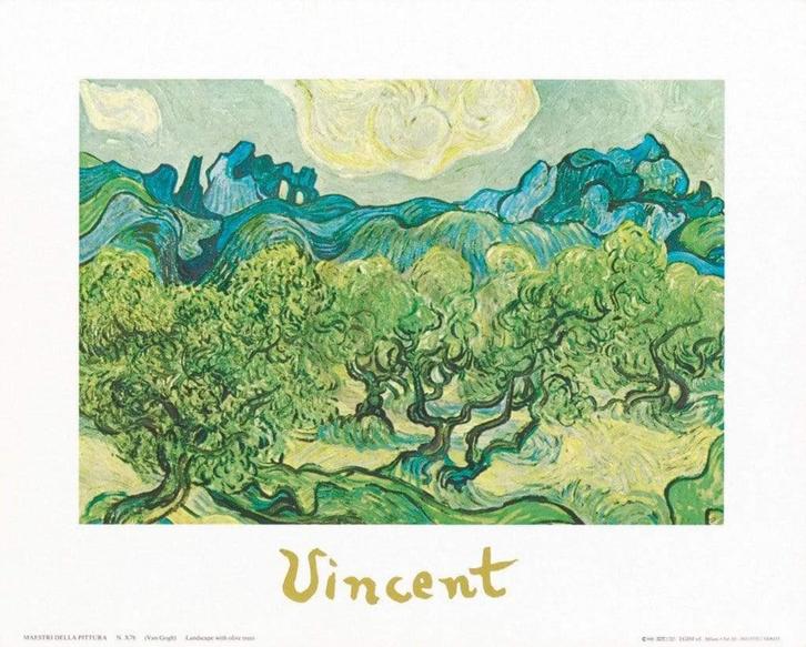 Kunstdruk Vincent Van Gogh - Landscapes with olive trees, Huis en Inrichting, Woonaccessoires | Schilderijen, Tekeningen en Foto's