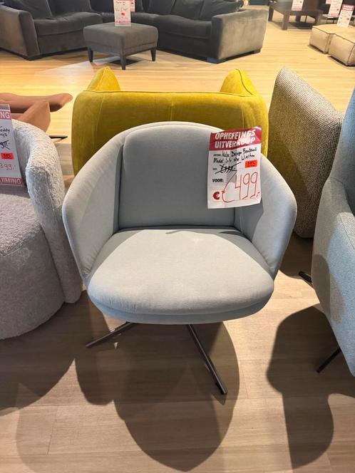 Draaifauteuil Kebe silo design stoel licht blauw, Huis en Inrichting, Fauteuils, 75 tot 100 cm, 75 tot 100 cm, Nieuw, Stof, Ophalen