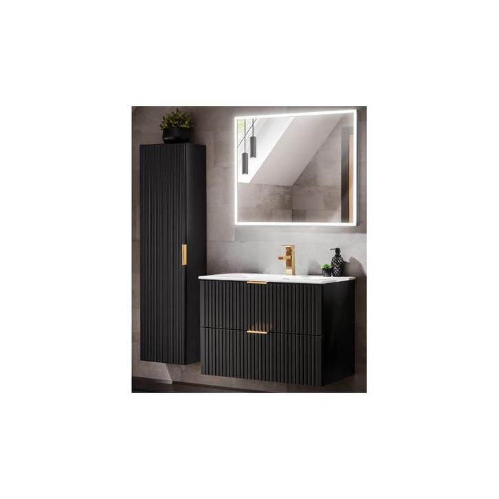 Badkamermeubel Polaris Zwart 80CM (Badkamermeubels), Huis en Inrichting, Badkamer | Badkamermeubels, Nieuw, Ophalen of Verzenden