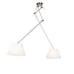 Hanglamp staal met plisse kappen crème 35 cm 2-lichts -, Nieuw, Overige materialen, Klassiek / Antiek, 75 cm of meer