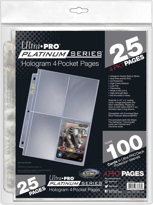 4-Pocket Pages Top Loading Clear Platinum (25 stuks) | Ultra, Hobby en Vrije tijd, Verzamelkaartspellen | Overige, Nieuw, Verzenden