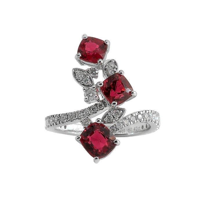 Ring - 18 karaat Witgoud Spinel - Diamant - Natuurlijke, Sieraden, Tassen en Uiterlijk, Ringen