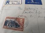 Ceylon - Air mail from ceylon to london 1945., Gestempeld