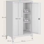 Metalen Opbergkast met 2 Deuren en Slot – 60x40x90 cm, Verzenden, Nieuw in verpakking