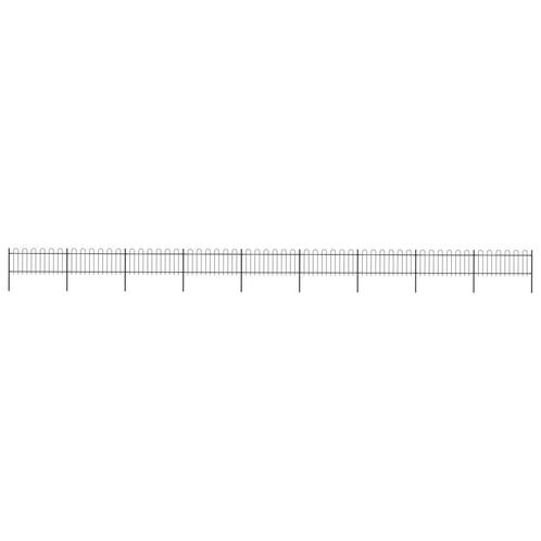 vidaXL Tuinhek met ronde bovenkant 15,3x0,8 m staal zwart, Tuin en Terras, Schuttingen, Nieuw, IJzer, Minder dan 1 meter, Verzenden