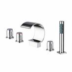 Waterval badkraan Swan 5-delig chroom met handdouche, Verzenden, Nieuw