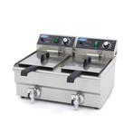 Frituurpan - 2x 10 L - 2 Manden - met Tapkraan, Witgoed en Apparatuur, Frituurpannen, 4 liter of meer, Verzenden, Nieuw, Duo-friteuse