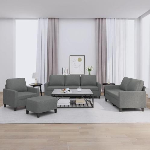 vidaXL 4-delige Loungeset met kussens stof donkergrijs, Huis en Inrichting, Banken | Bankstellen, Nieuw, 150 tot 200 cm, Stof