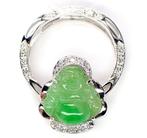Hanger - 18 karaat Witgoud - 4.09ct. tw. Jade - Diamant -