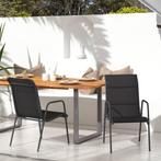 vidaXL Tuinstoelen 2 st staal en textileen zwart, Tuin en Terras, Tuinstoelen, Verzenden, Nieuw, Metaal