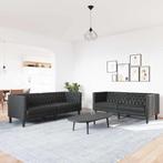 vidaXL Bankstel 2 pcs Zwart 194 x 74.5 x 70.5 cm Kunstleer, Verzenden, Nieuw, Leer, Minder dan 150 cm