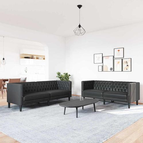 vidaXL Bankstel 2 pcs Zwart 194 x 74.5 x 70.5 cm Kunstleer, Huis en Inrichting, Banken | Bankstellen, Nieuw, Minder dan 150 cm