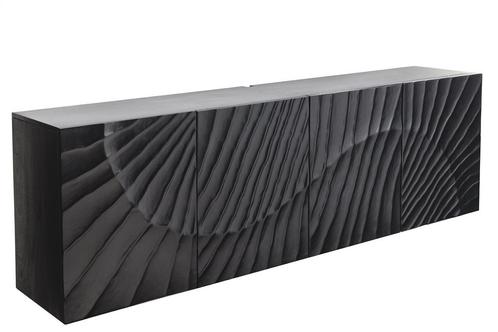 Dessoir SCORPION 180cm 3D hanging zwart mango hout - 44524, Huis en Inrichting, Kasten | Dressoirs, Ophalen of Verzenden